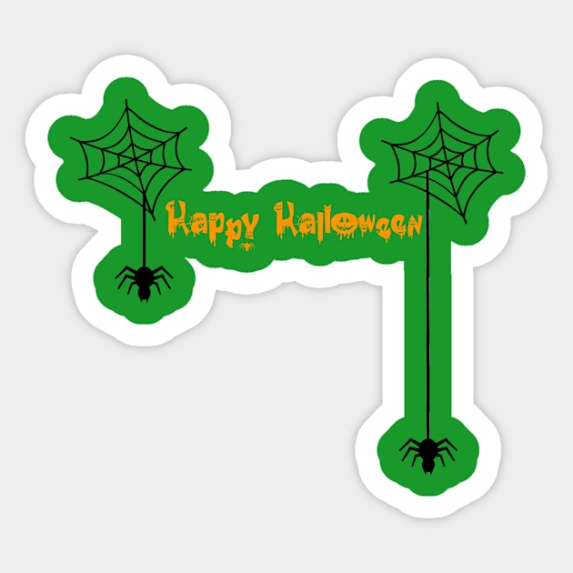 Happy Halloween with Spiders Sticker by Designs By Alexander E Donenko